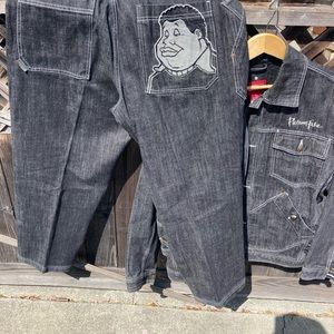 Vintage Fubu Platinum Jean Jacket and Pants